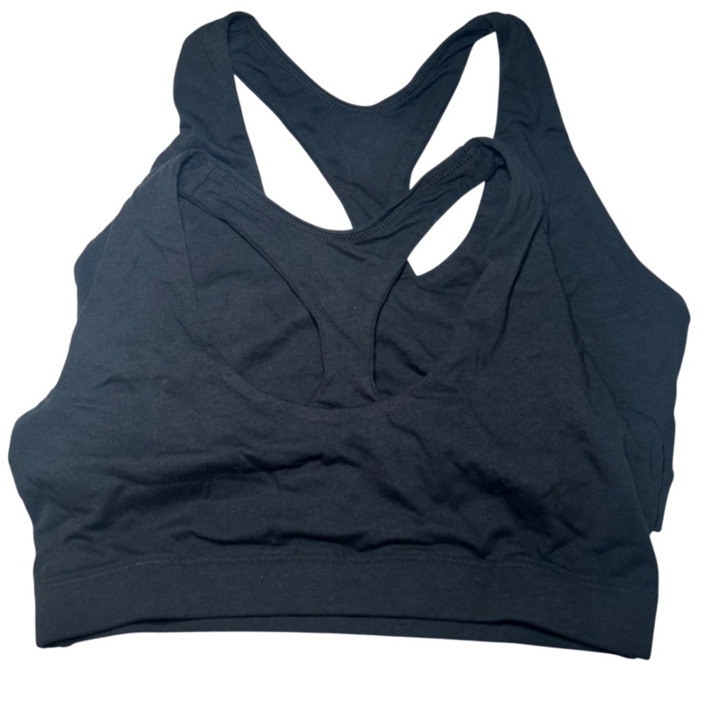 NWOT Quince Organic Cotton Racerback Bralette (2-Pack) black women's medium